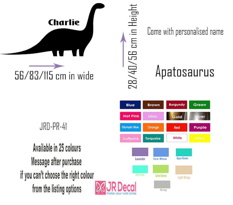 Apatosaurus Dinosaur Wall Art with Personalised name