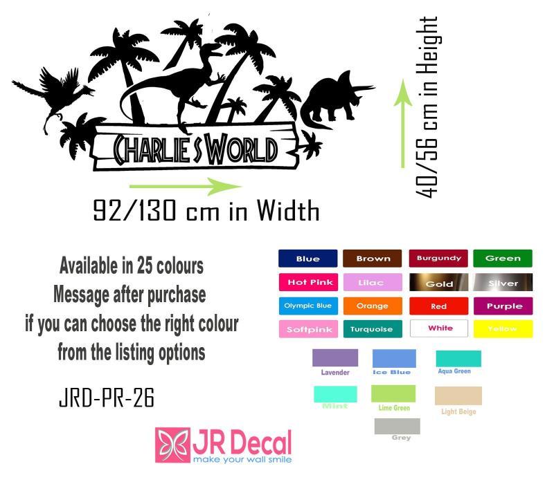 Jurassic world wall stickers with Personalised name