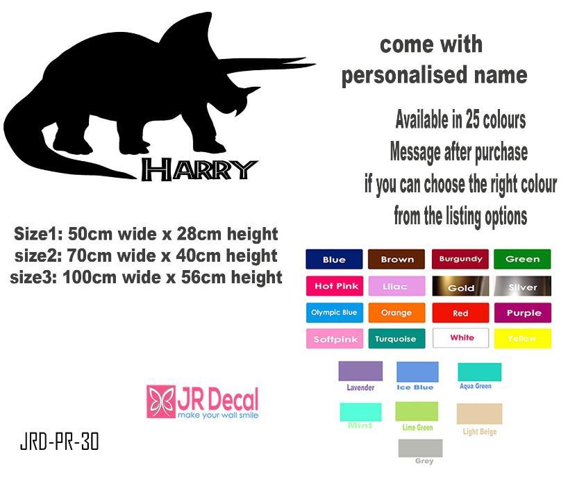 Personalised Triceratops Dinosaur wall Decal