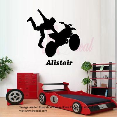 Personalised name sticker Motorbike wall art