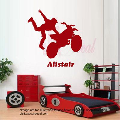 Personalised name sticker Motorbike wall art