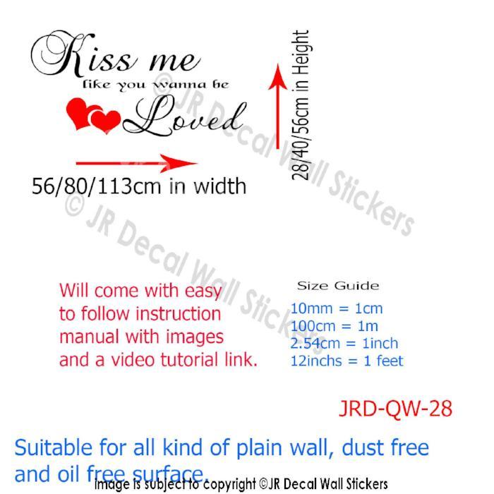 Kiss Me Like you wanna be Loved Wall Decals
