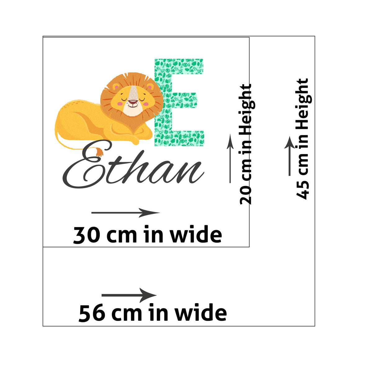 Lion wall stickers for kids bedrooms Personalised name wall sticker Custom name initial Animal wall decals