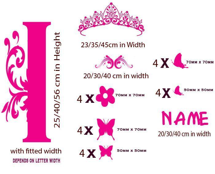 Princess Crown Custom Name Stickers for Wall