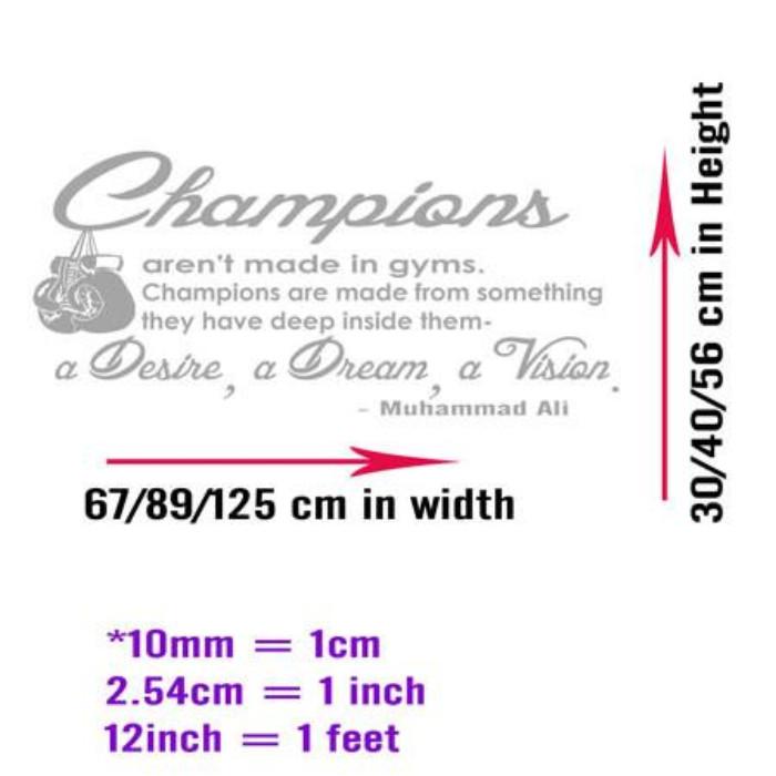 Champions Quote- Muhammad Ali's Motivational quote wall art
