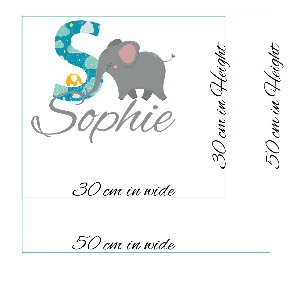 Elephant Wall Stickers Nursery Personalised Name