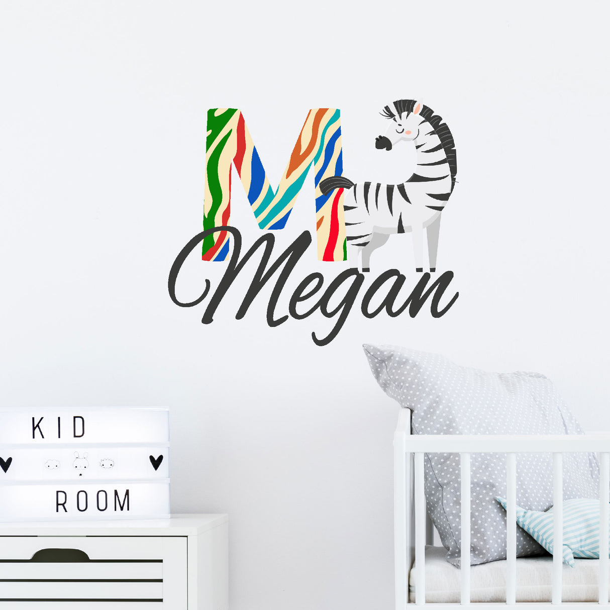 Personalised Zebra Wall Stickers for Nursery