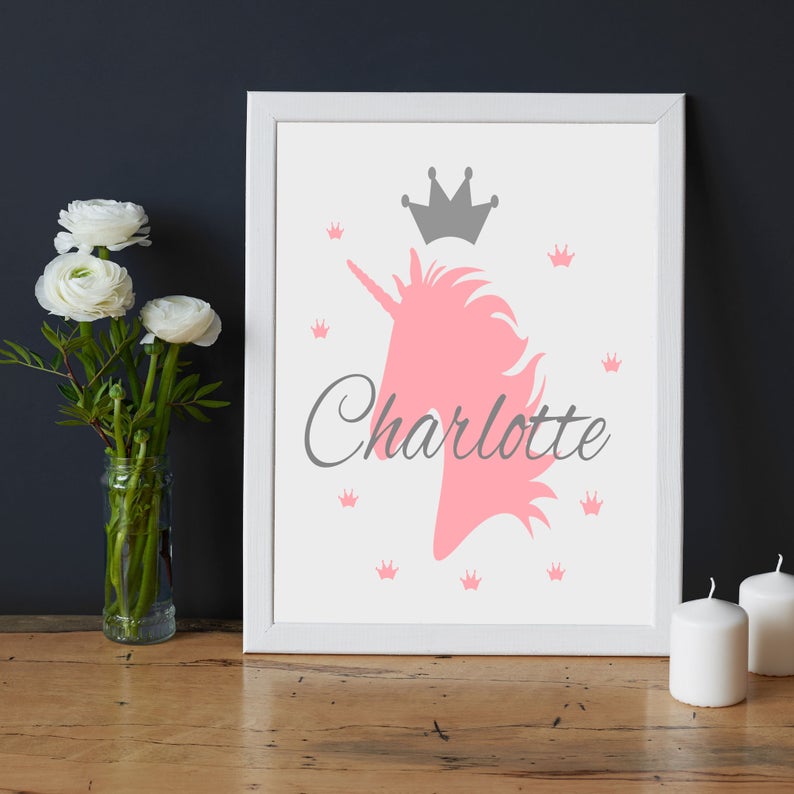 Personalized Girls Name Frame print wall hanging - Picture Frame