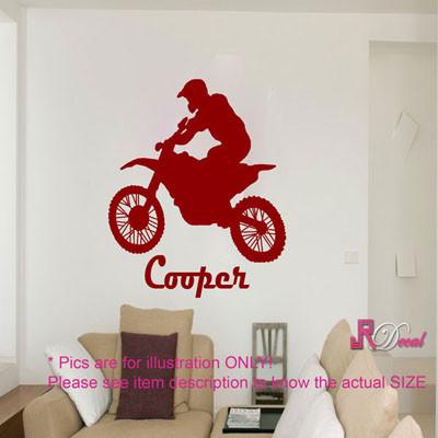 Motorcycle wall art Personalised name sticker