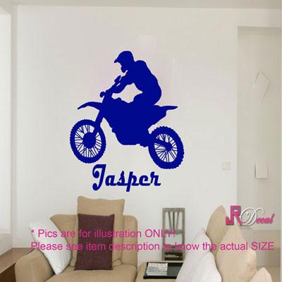 Motorcycle wall art Personalised name sticker