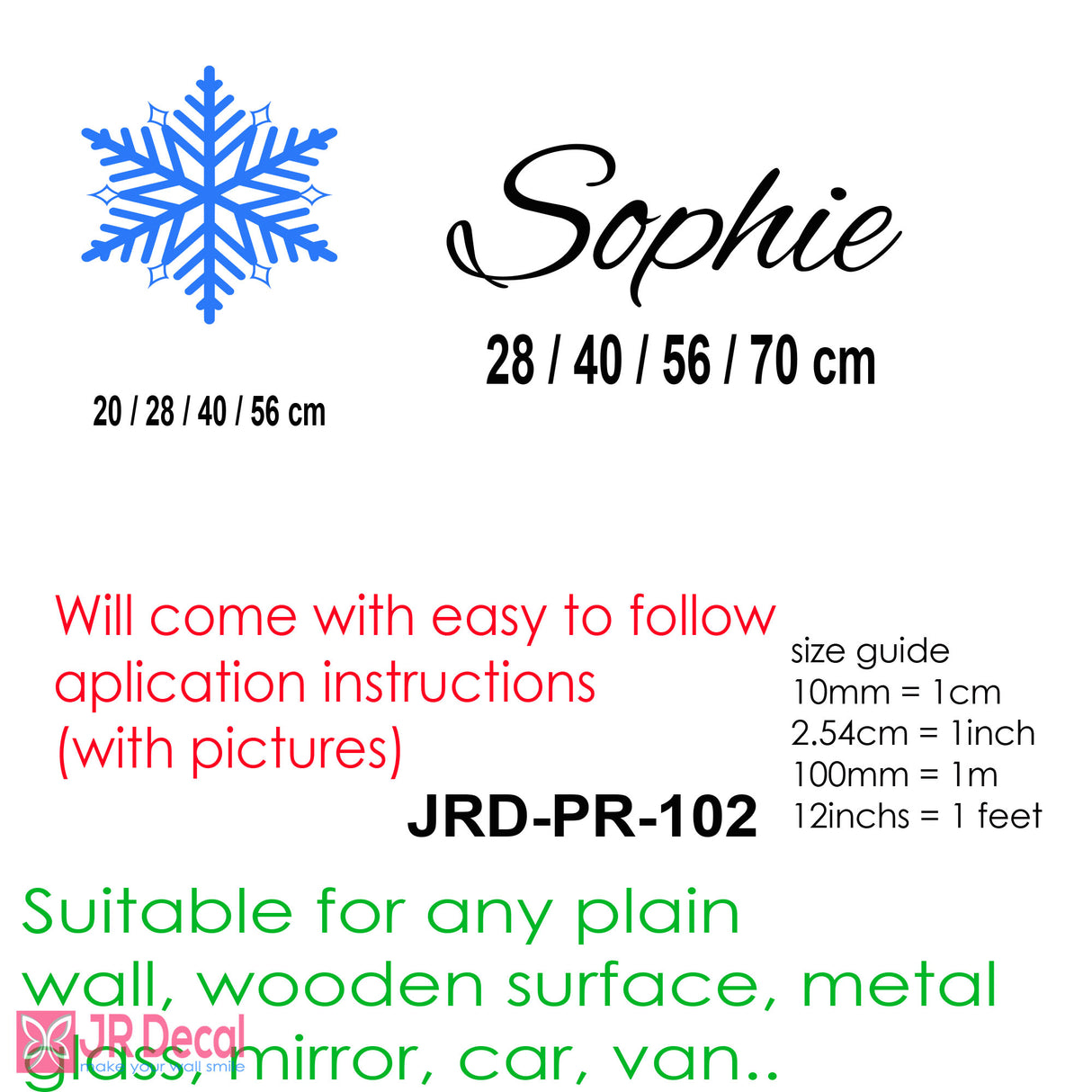 Snowflake Sticker with Girl's Personalised name