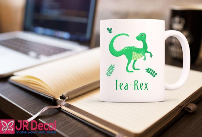 Tea Rex Funny Printed Coffee Mug office mug, gift for him gift for her