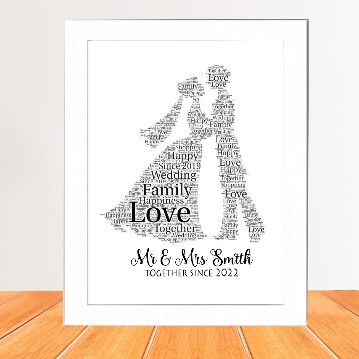 Personalised Wedding word art Framed print