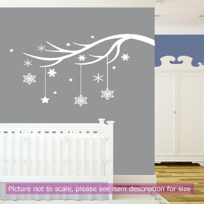 Snowflakes Tree Branch Vinyl Removable Wall Art Sticker
