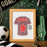Personalised Football Shirt Word Art Frame - Custom Name Gift for Players