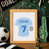Personalised Football Shirt Word Art Frame - Custom Name Gift for Players