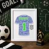 Personalised Football Shirt Word Art Frame - Custom Name Gift for Players