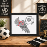 Personalised football boots word art frame black – JR Decal