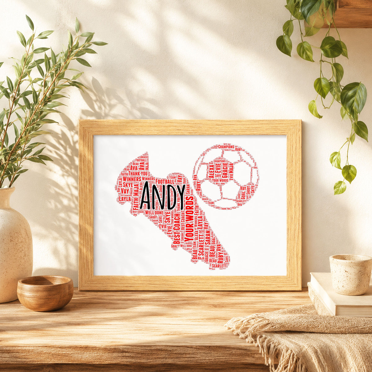Football boots word art frame oak finish – JR Decal