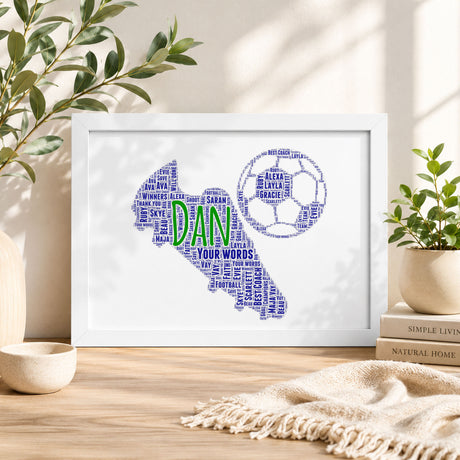 Football boots word art frame white solid wood – JR Decal