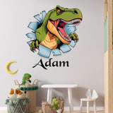 3D T-Rex Wall Sticker with Custom Name – Personalised Dinosaur Room Decal