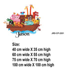 Personalised Noah’s Ark Wall Sticker with Name – Custom Animal Nursery Wall Decal for Baby Room