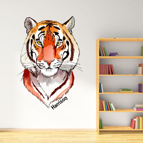 Personalised Bengal Tiger Wall Decal – Custom Name Jungle Safari Animal Sticker