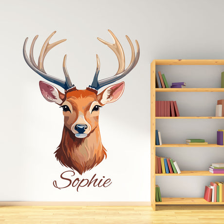 Personalised Deer Head Wall Sticker with Name