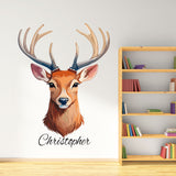 Personalised Deer Head Wall Sticker with Name