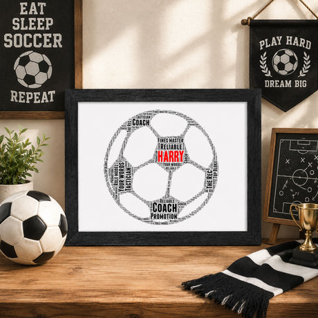 Personalised football word art frame black – JR Decal