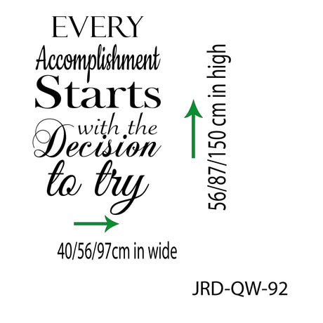Every accomplishment Starts with Try - Motivational quotes wall stickers 