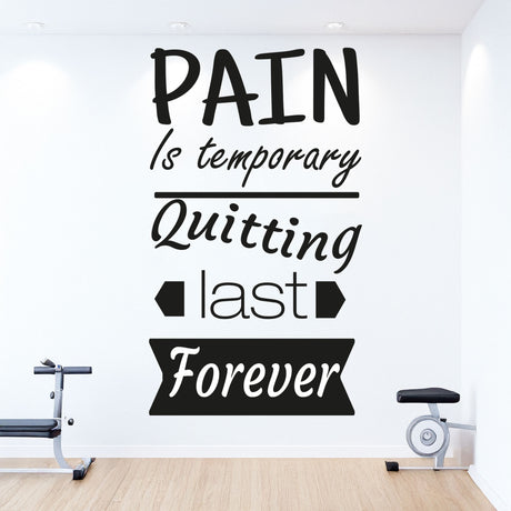 "Pain is Temporary"- Motivational stickers for walls Removable vinyl wall art decals
