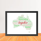 Personalized Australia Map Word Art Print