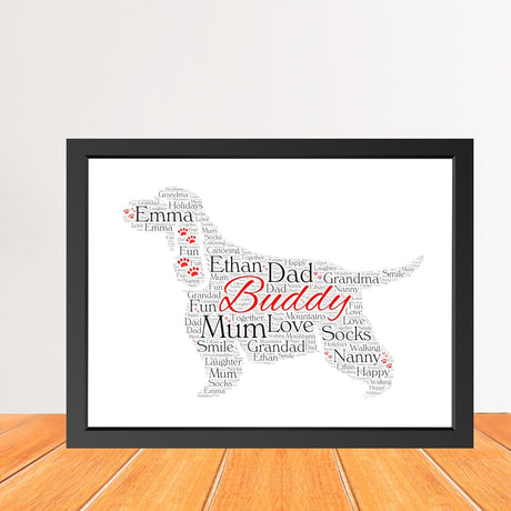 Personalised Cocker spaniel Dog Print Word Art Print