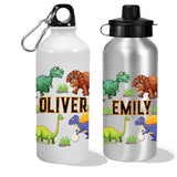Personalised Dinosaur name Water bottle Kid School Sport Drink Leakproof