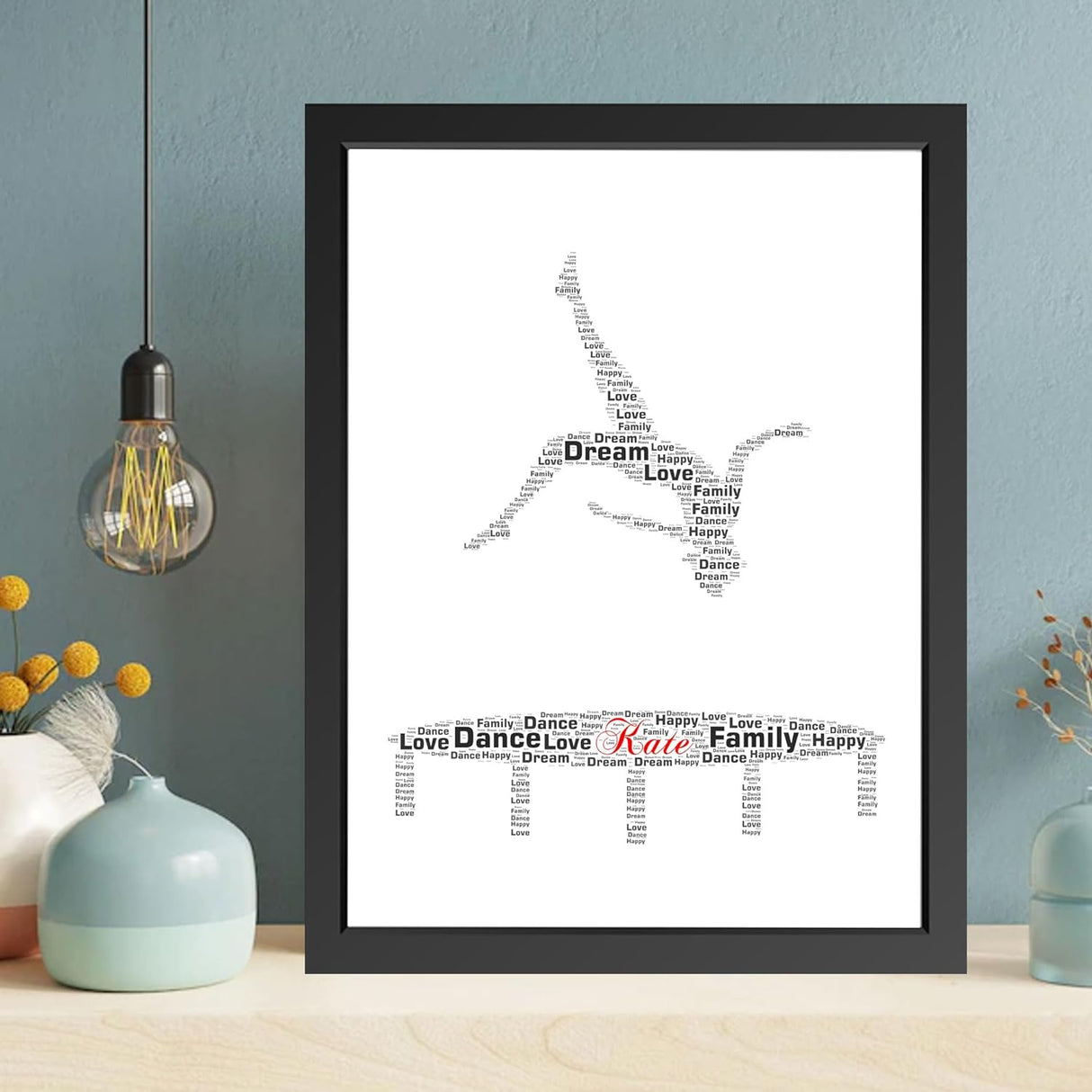 Personalised Trampolining Word Art Frame Print for Girl
