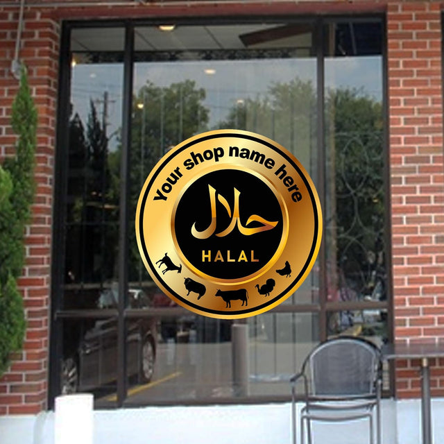 Personalised Halal Shop Sign Vinyl Sticker shop