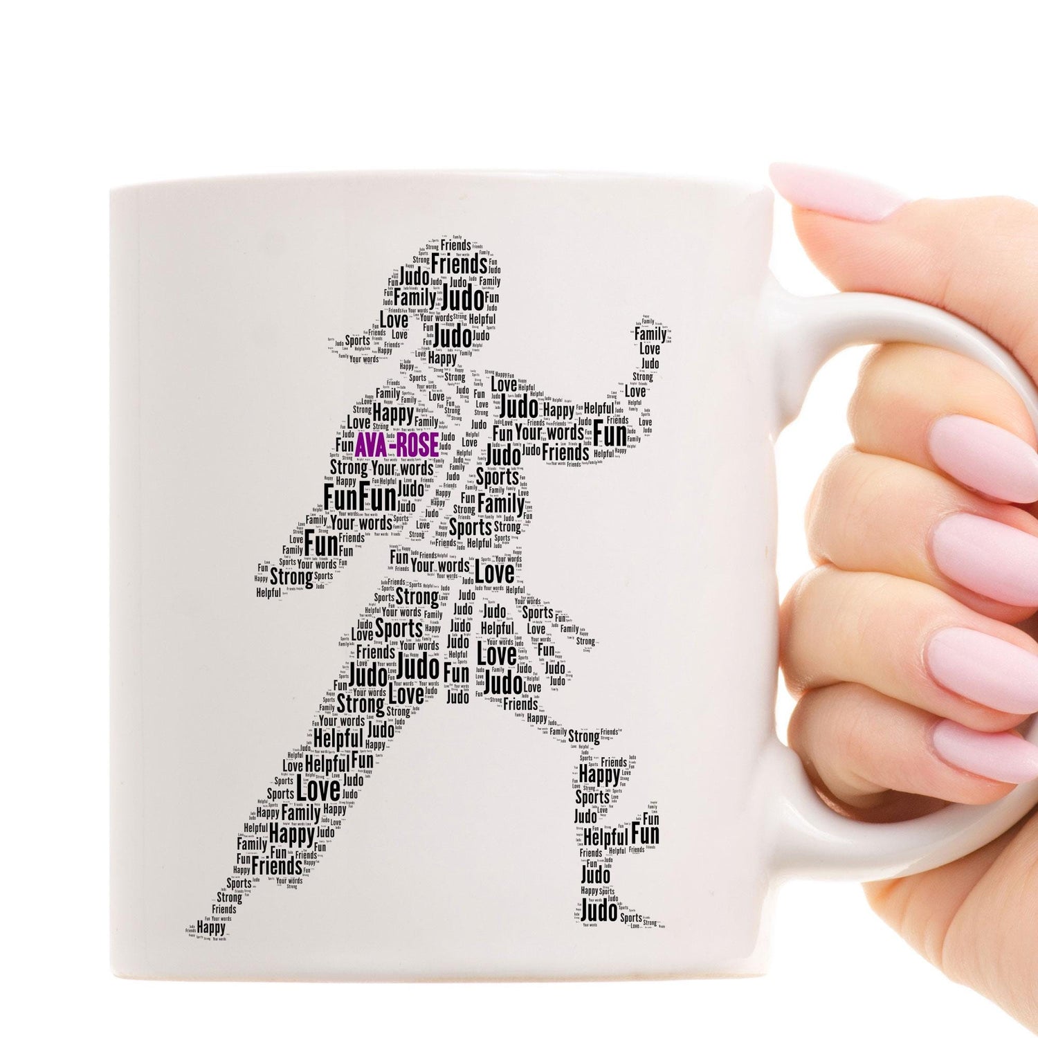 Custom Female Judo word Art Print Mug