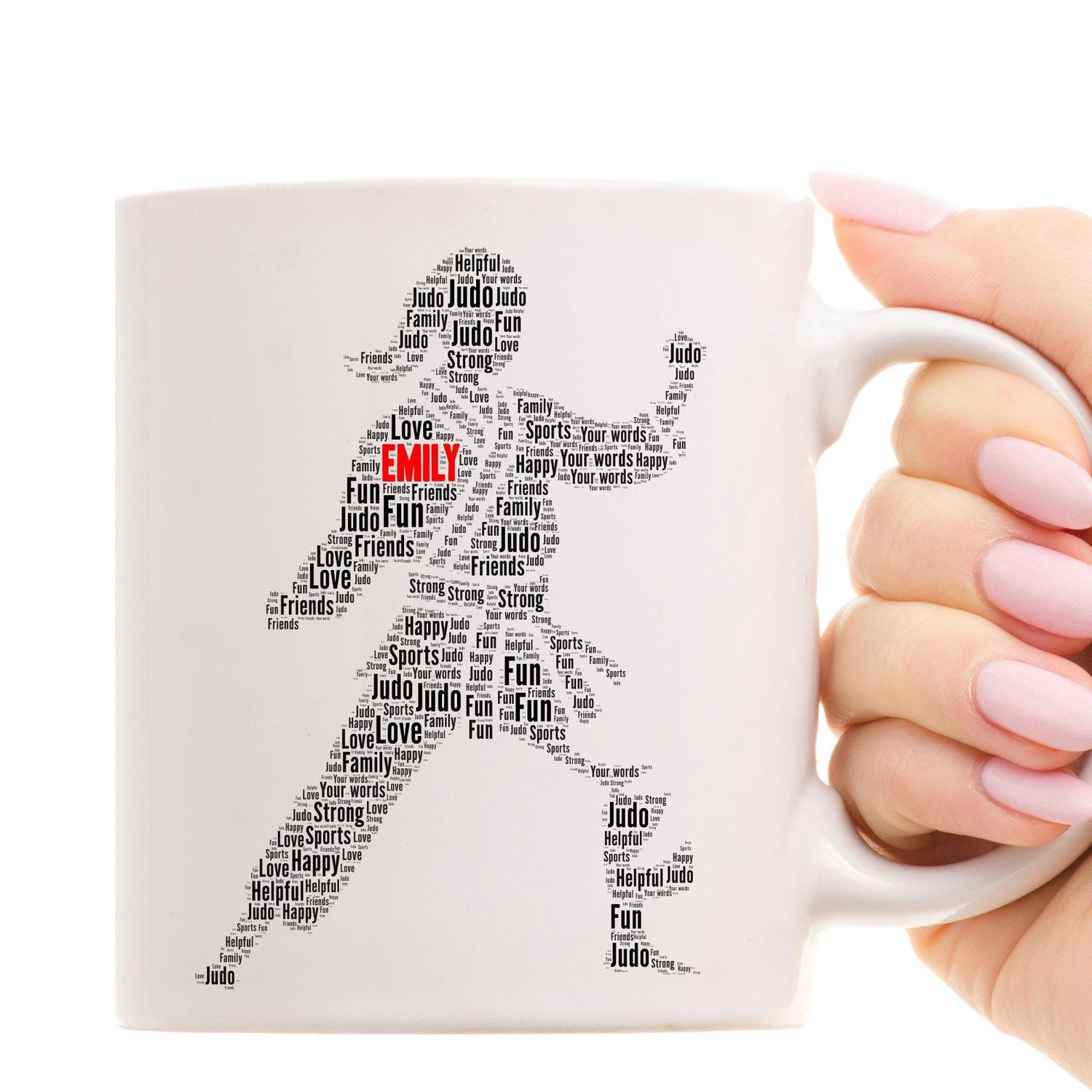 Personalised Female Judo word Art Print Mug