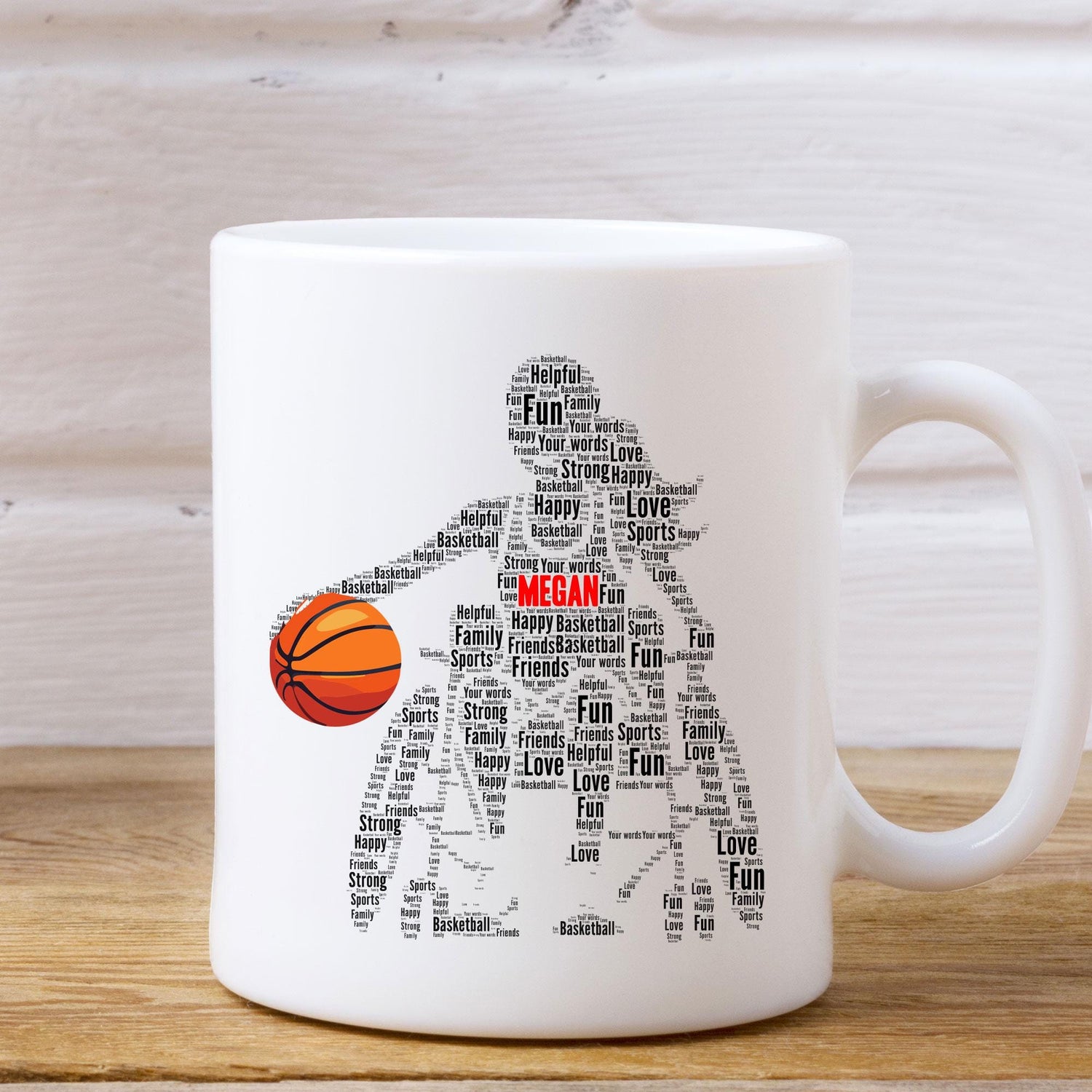 Personalised Female Paralympics Basketball Word Art Mug
