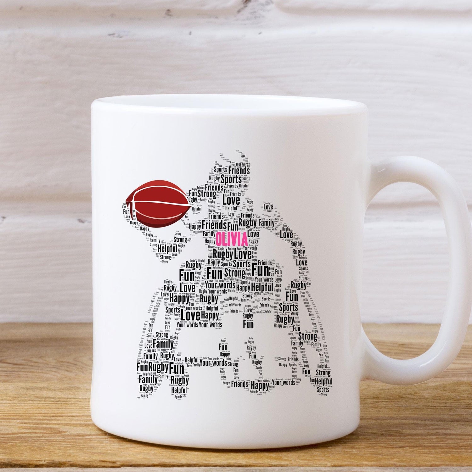 Personalised Female Wheelchair Rugby Word Art Mug