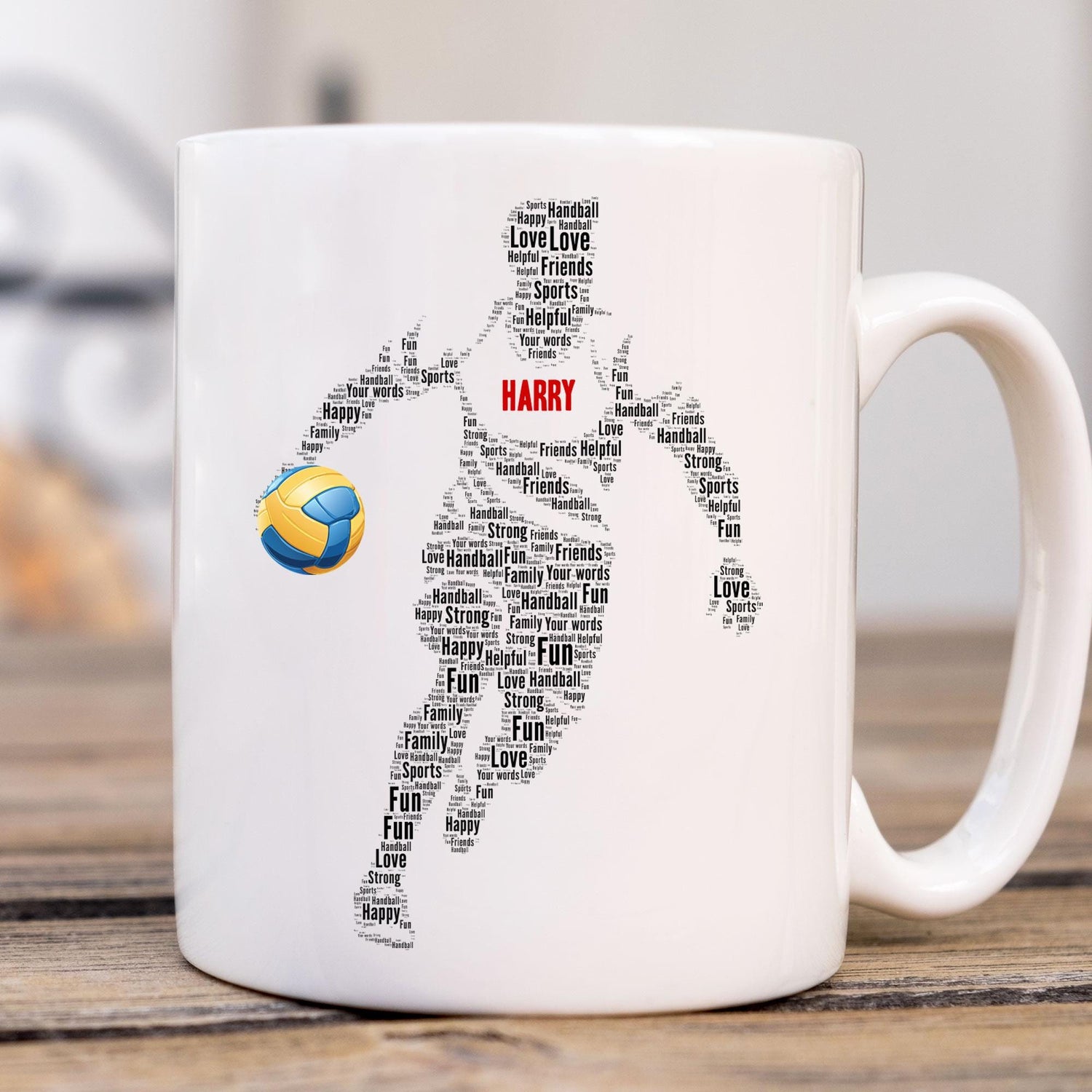 Personalized Male Handball word Art Print Mug