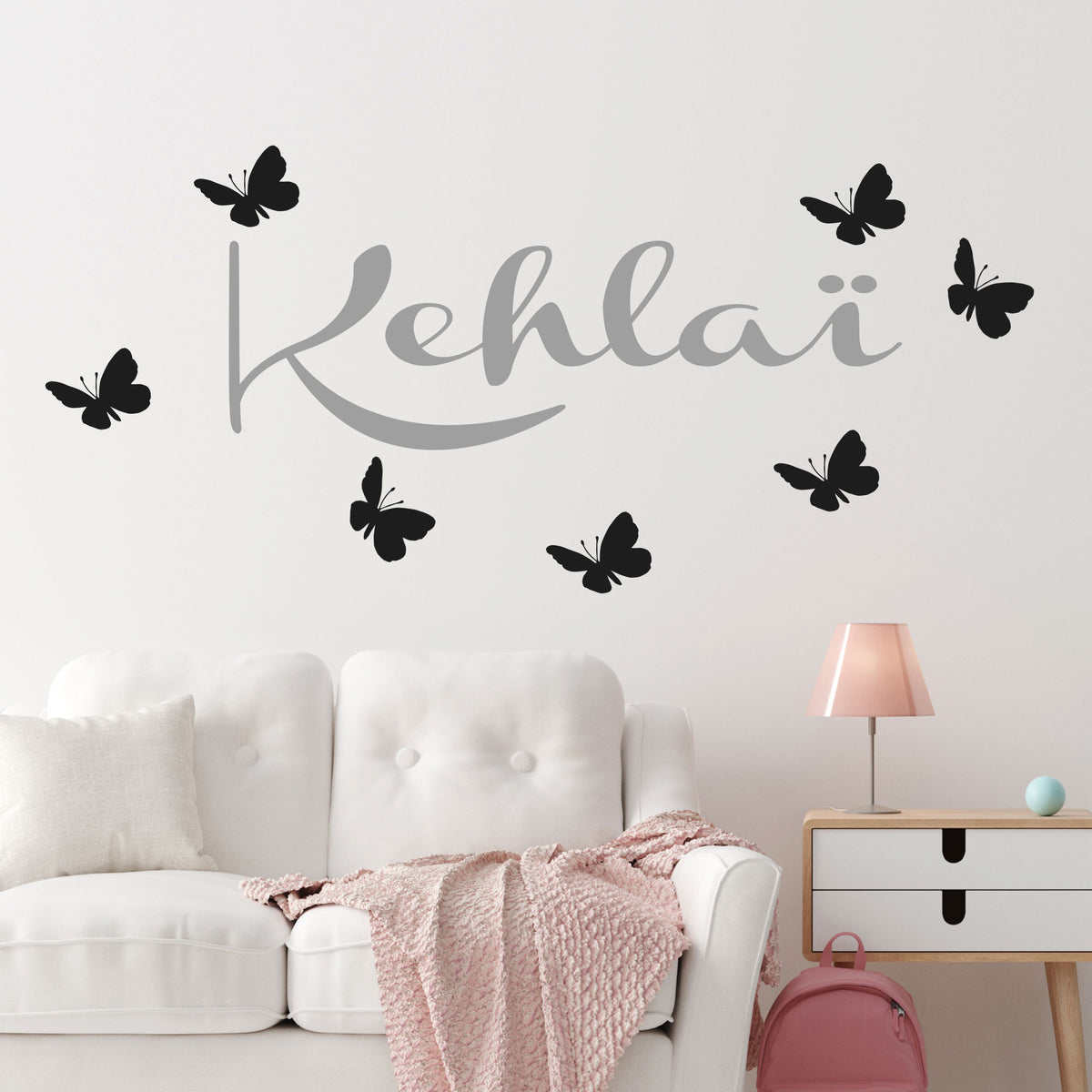 Girls Bedroom Wall Art with Personalised name sticker