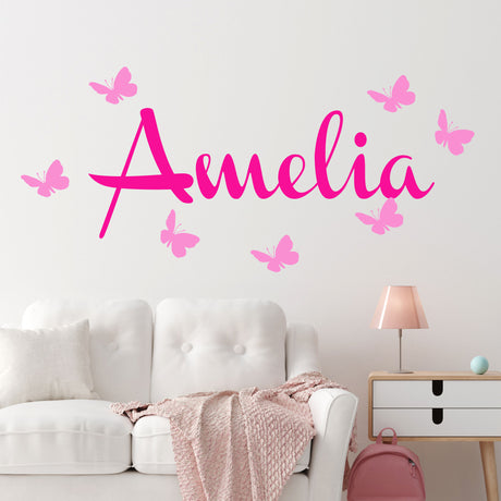Girls Bedroom Wall Art with Personalised name sticker