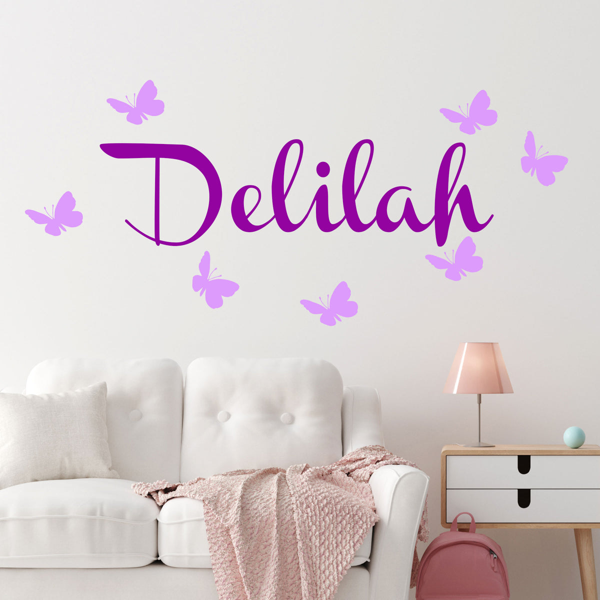 Girls Bedroom Wall Art with Personalised name sticker