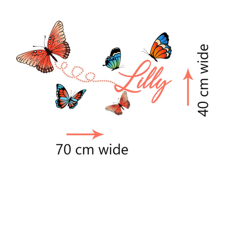 Watercolor Butterfly wall stickers Custom Personalised Name Wall Decal Butterflies Stickers for Children Nursery removable vinyl wall decor