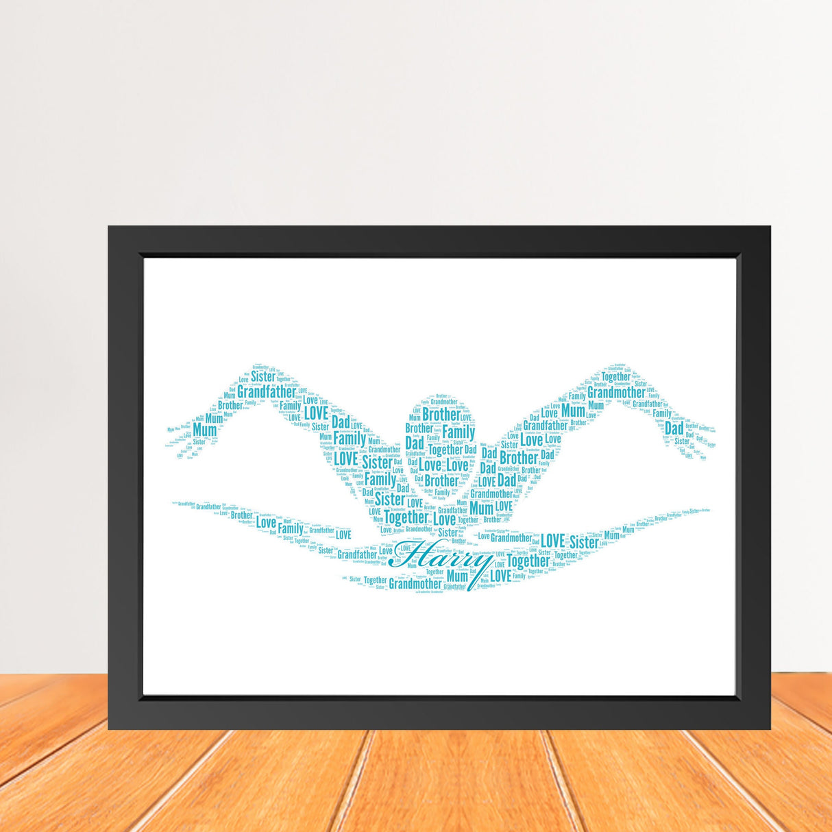 Custom Swimmer Figure Word Cloud with Name 