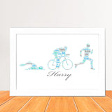 Personalized Triathlon Figure Word Art Print, Custom name Triathlon Word cloud print, Birthday gift, Christmas gifts