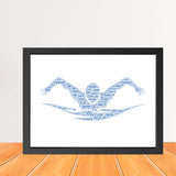 Personalised Swimming Word Art Print  Framed Wall Art Gift for Birthday, Christmas, Mother’s Day, or Swimming Enthusiasts
