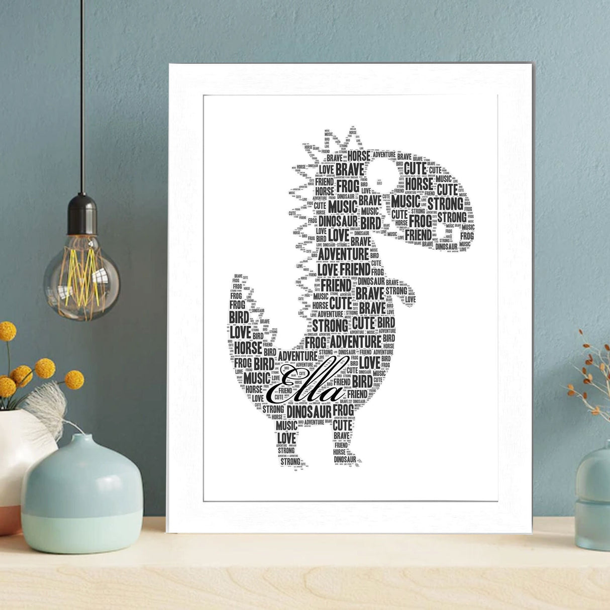 Personalized Dino Word Art Print, Custom Dino Word cloud print, Sister, Brother Birthday gift, Mother's Day, Christmas gifts Framed Print